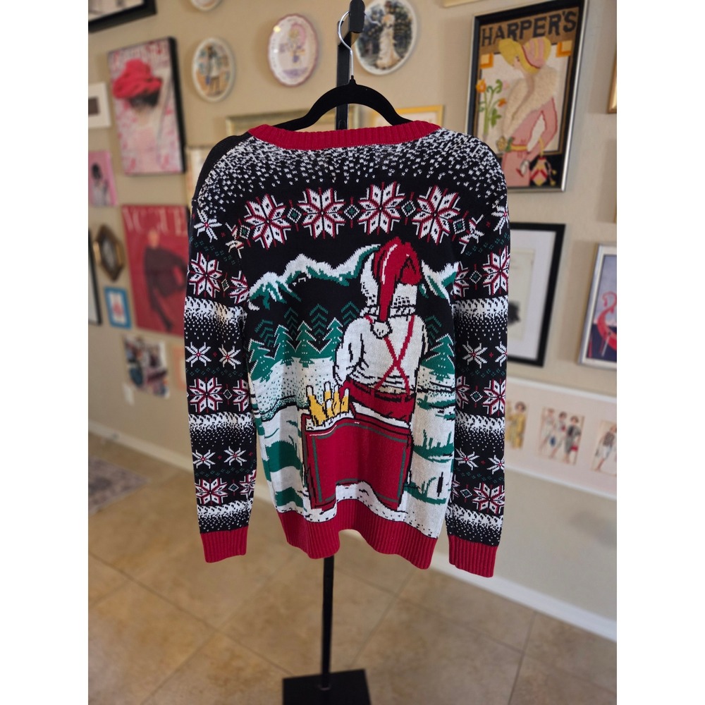 Ugly Christmas Sweater Santa Beer Hoppy Holidays Knit Crewneck Size S NEW - Picture 4 of 4
